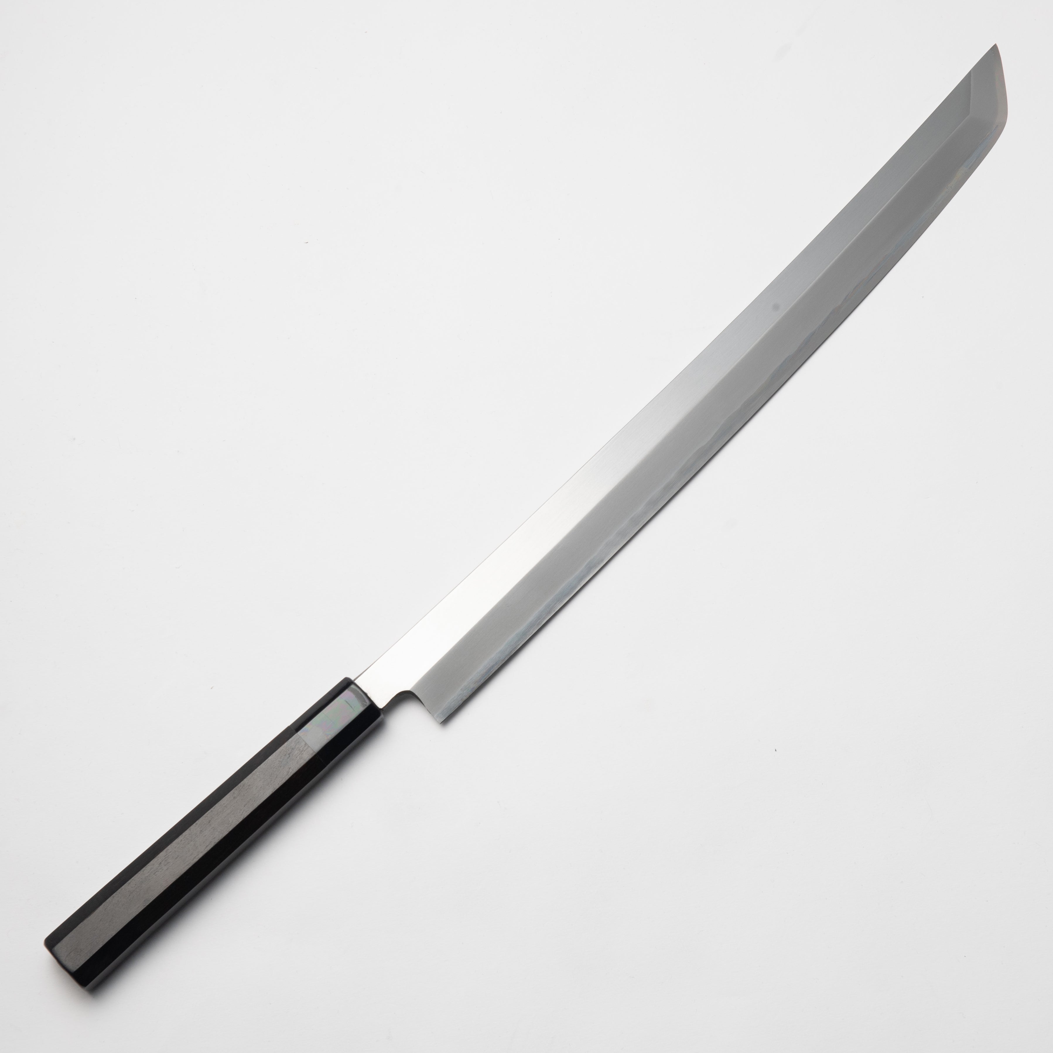 Ginsan Steel Yanagiba Kengata 390mm Ebony Black Buffalo Horn