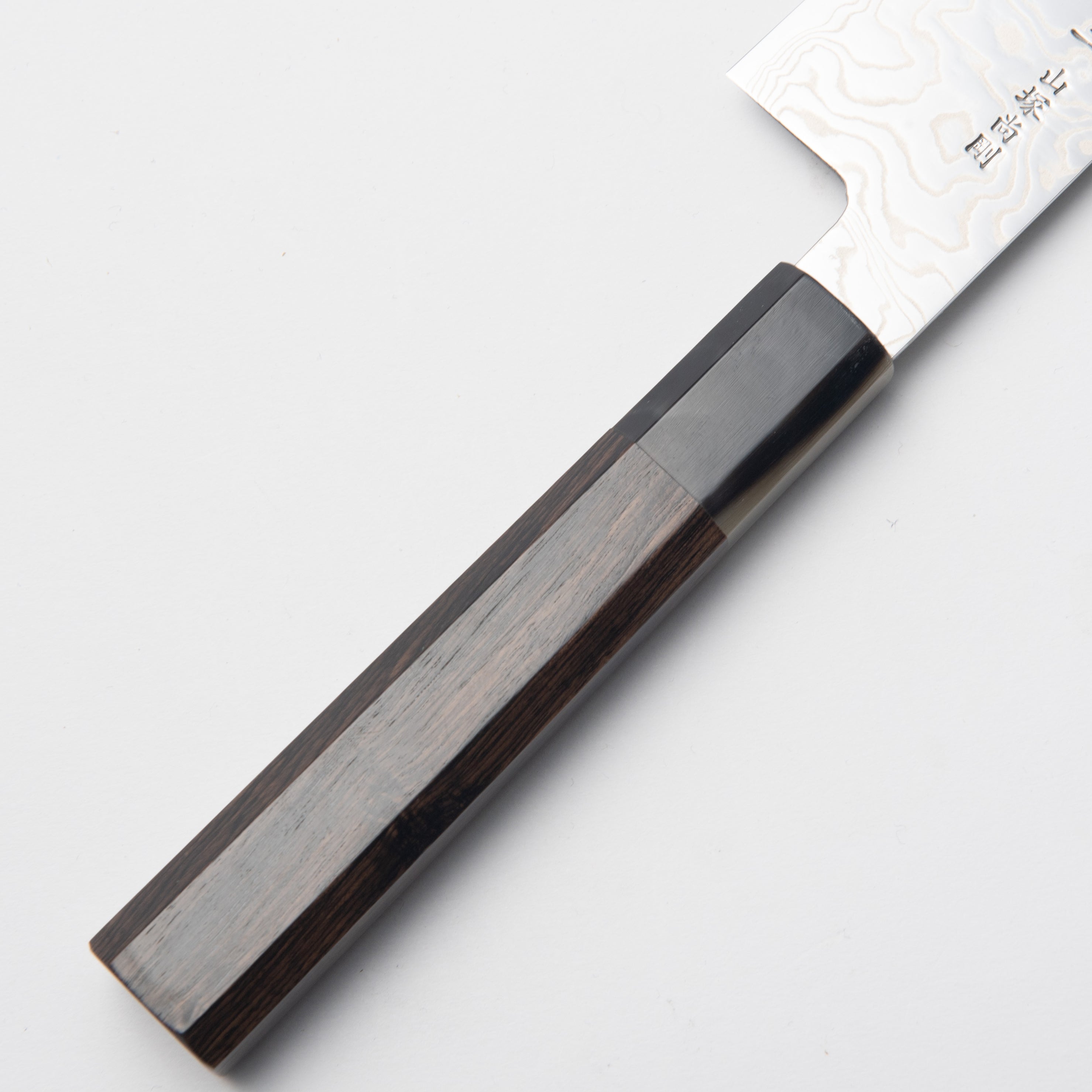 Santoku 180mm - Ginsan Nickel Damascus Steel (Ebony & Black Buffalo Horn Handle)