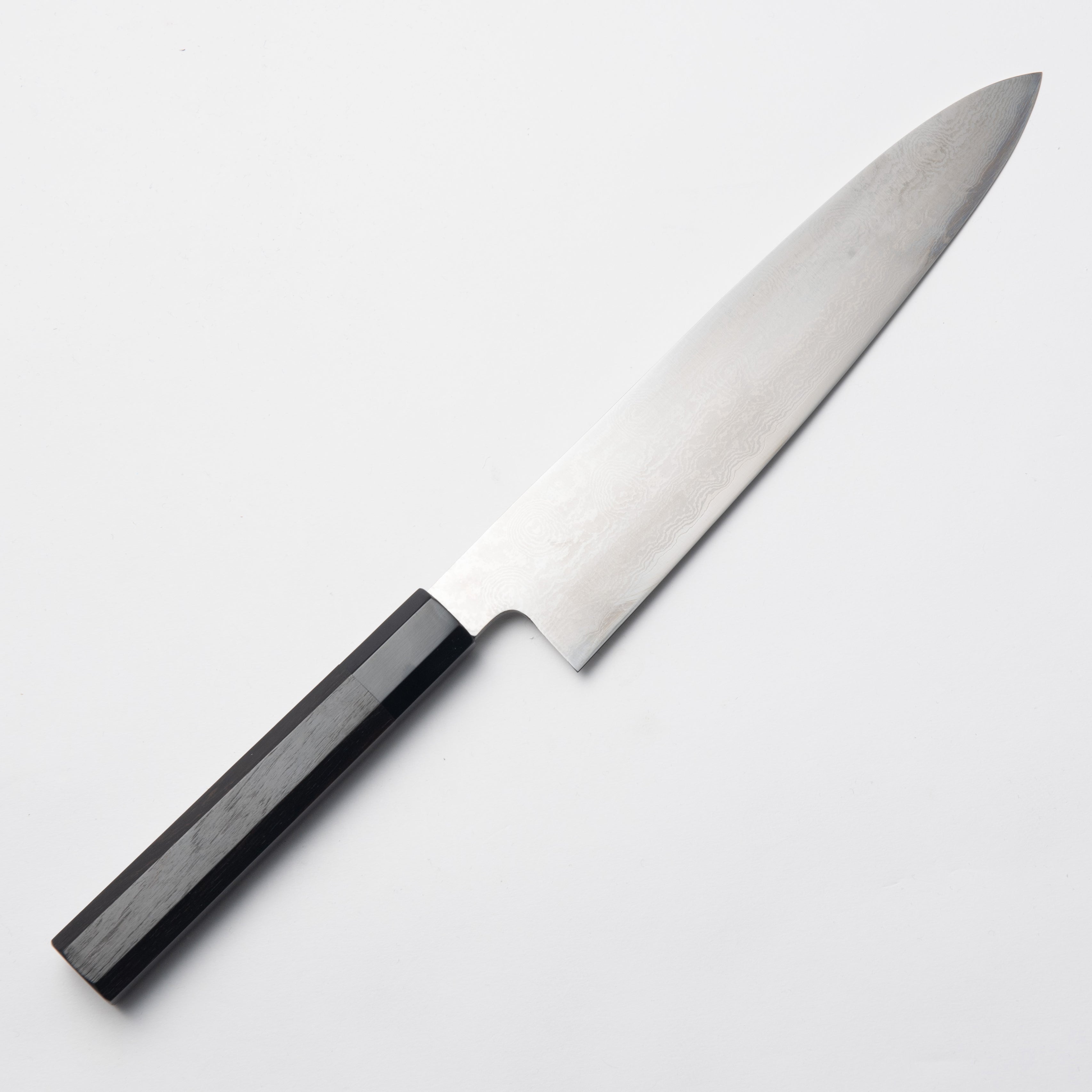 Ginsan Steel Damascus Gyuto 240mm Ebony Wood Buffalo Horn Handle