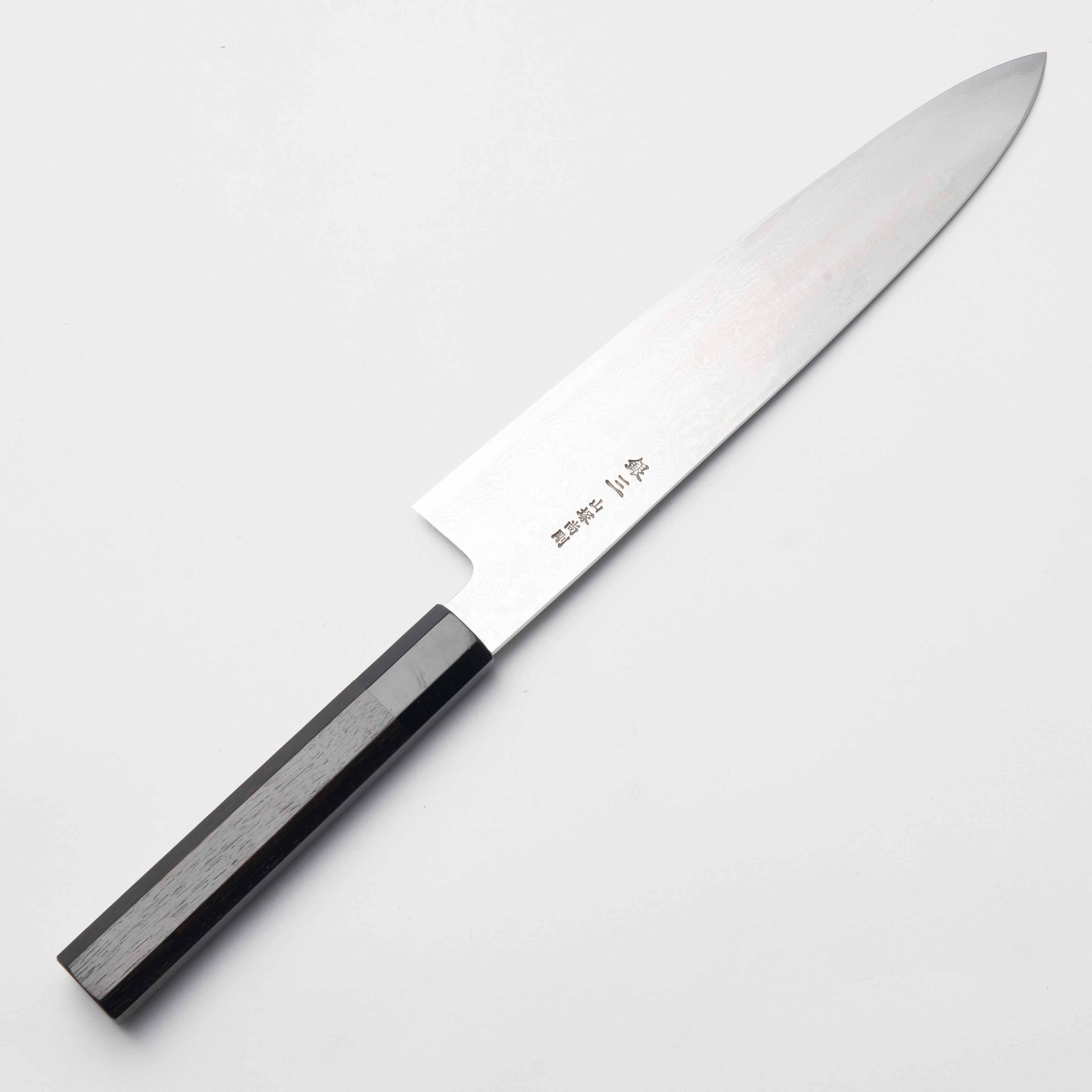 Ginsan Steel Damascus Gyuto 240mm Ebony Wood Buffalo Horn Handle