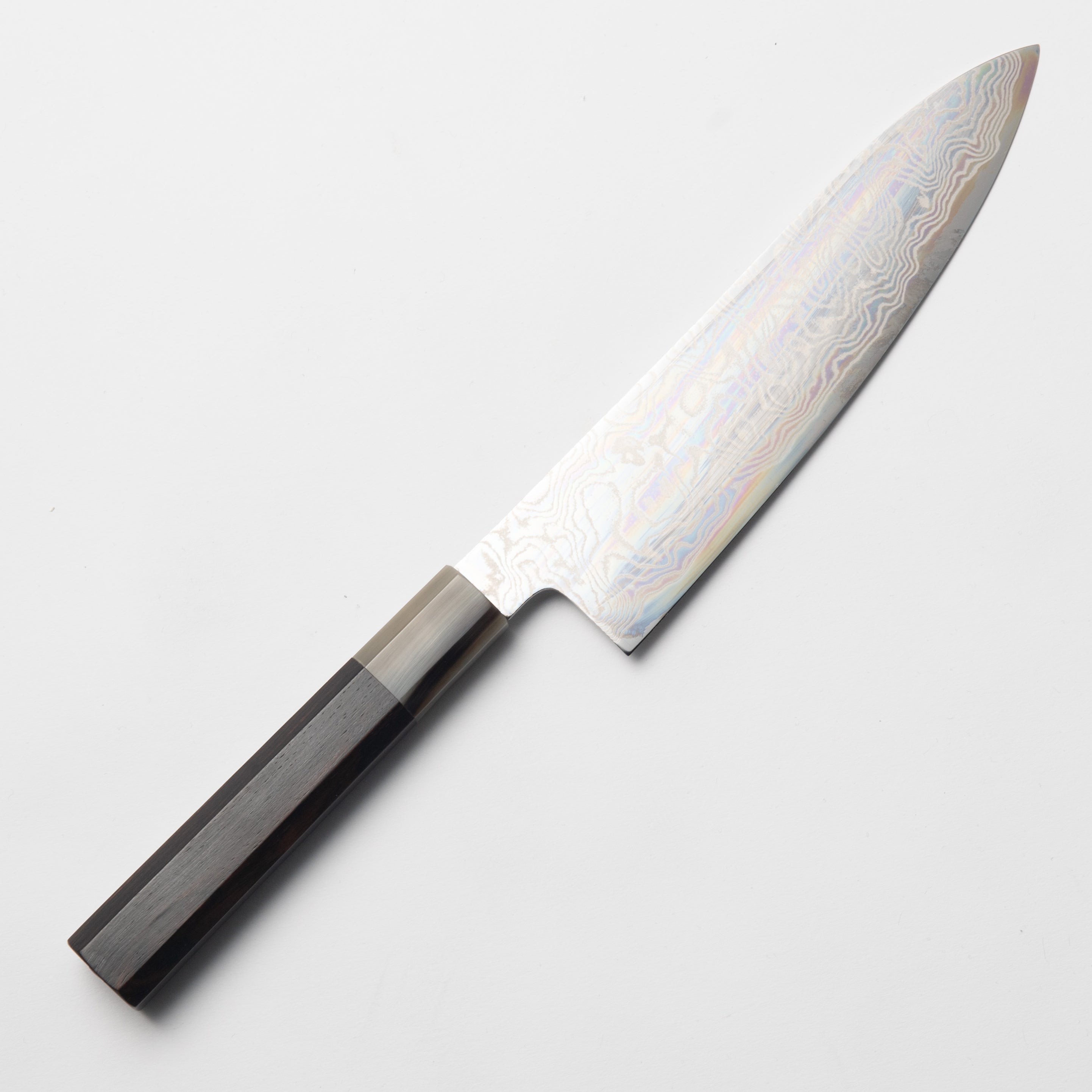 Gyuto 180mm - Ginsan Nickel Damascus Steel (Ebony & White Buffalo Horn Handle)