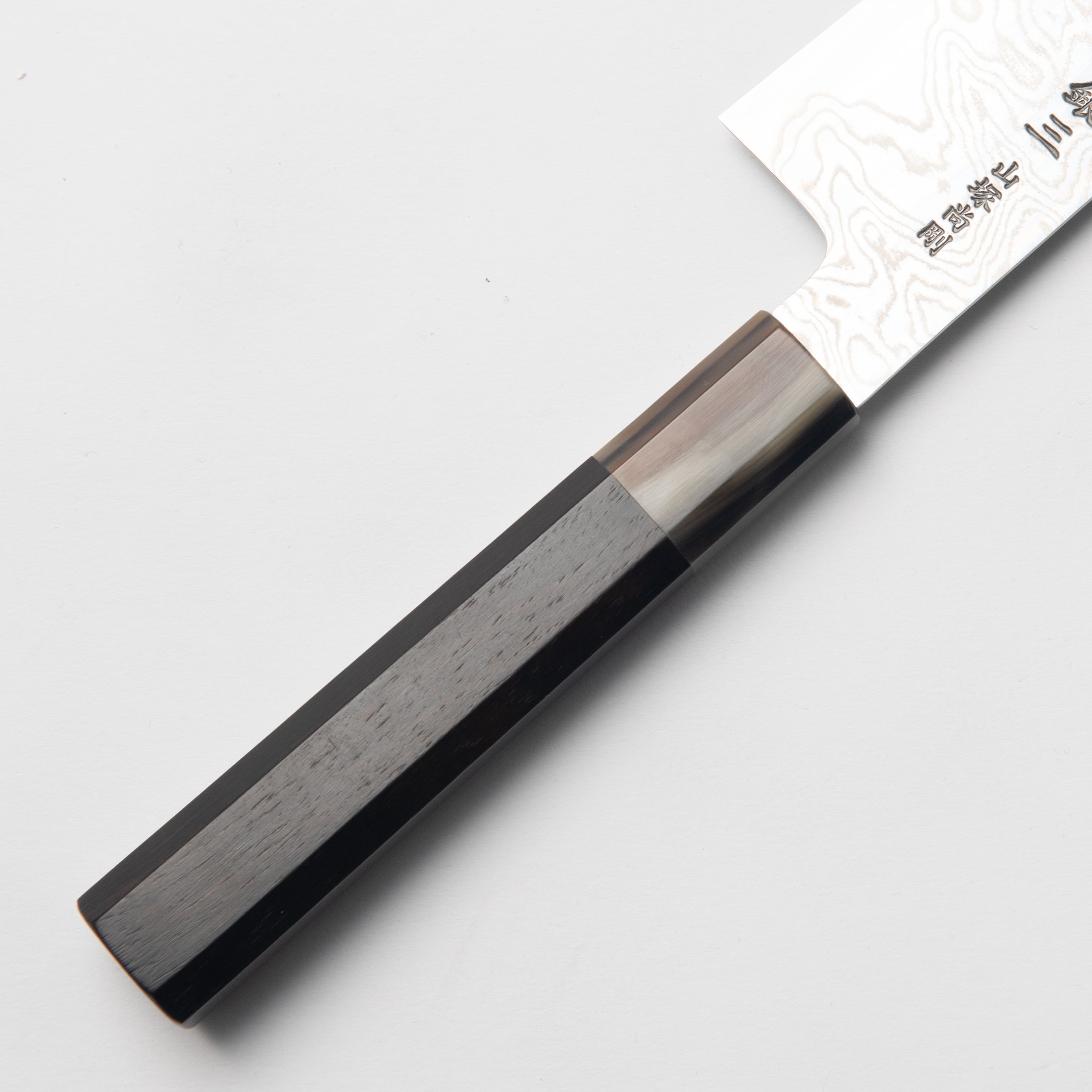 Gyuto 180mm - Ginsan Nickel Damascus Steel (Ebony & White Buffalo Horn Handle)